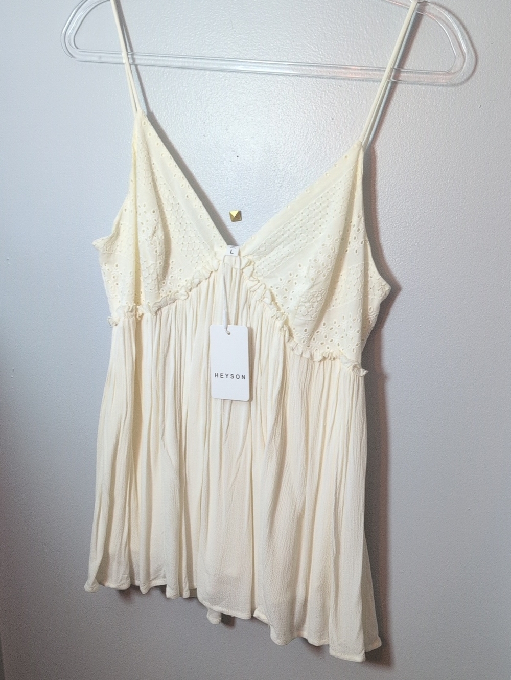 HEYSON Cream Eyelet Smocked Cami